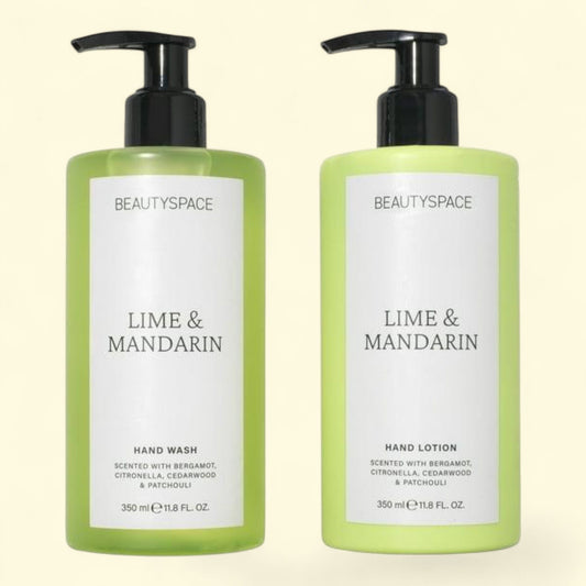 BEAUTYSPACE Hand Wash and Hand Lotion Duo, Lime and Mandarin, 2 Pack