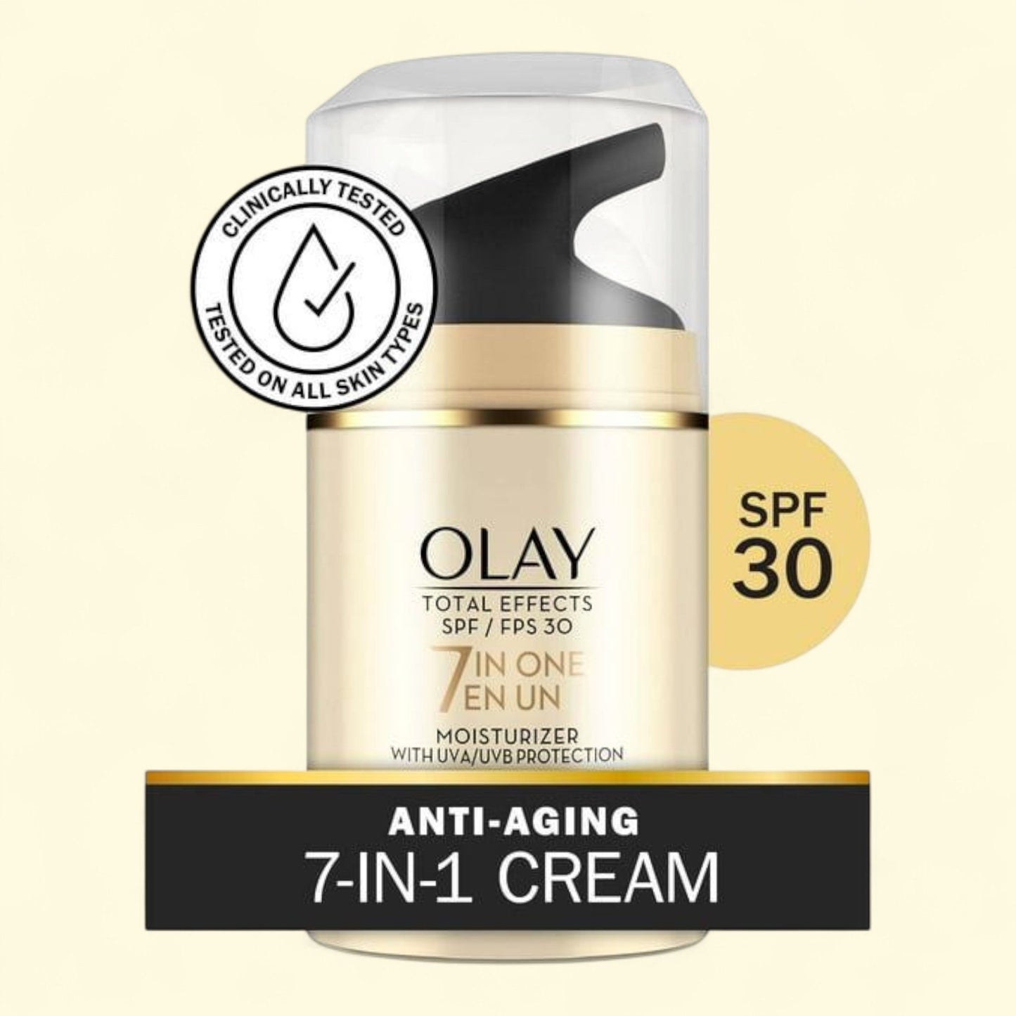Crème hydratante pour le visage Olay Total Effects avec protection solaire, 50 ml