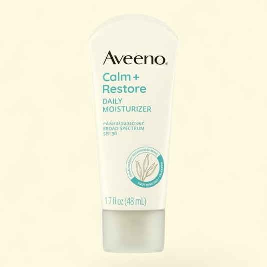 Crème hydratante quotidienne Aveeno Calm + Restore avec protection solaire minérale, 50 ml