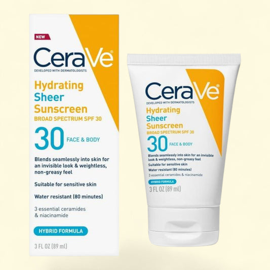 CeraVe Sheer Face & Body Sunscreen Lotion SPF 30, 3 fl oz