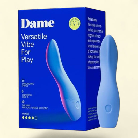 Dame Dip Internal and External Vibrator, 5 Speeds, Waterproof, Soft Silicone - Periwinkle