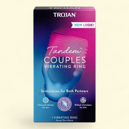 Trojan Vibrations Tandem Couples Vibrating Ring, Personal Massager, 1 Count