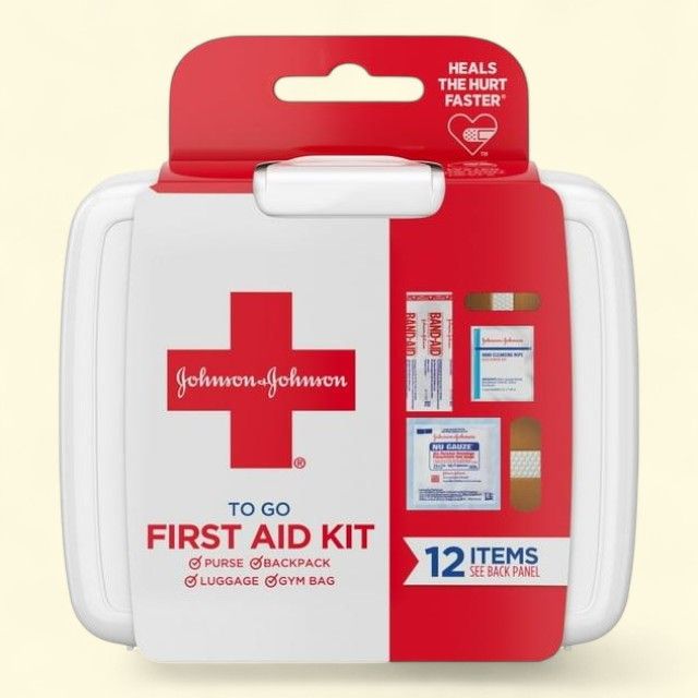 Johnson & Johnson First Aid To Go Portable Mini Travel Kit, 12 pieces