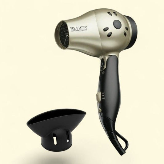 Revlon Travel Hair Dryer, 1875W Foldable Ionic, Black and Gold