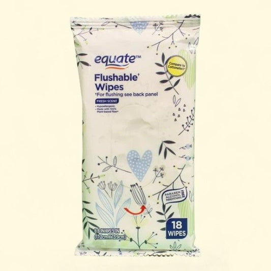 Equate Flushable Wipes, Fresh Scent, 18 Wipes