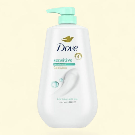 Dove Body Wash, Moisturizing, Sensitive Skin Hypoallergenic, 30.6 oz with Pump