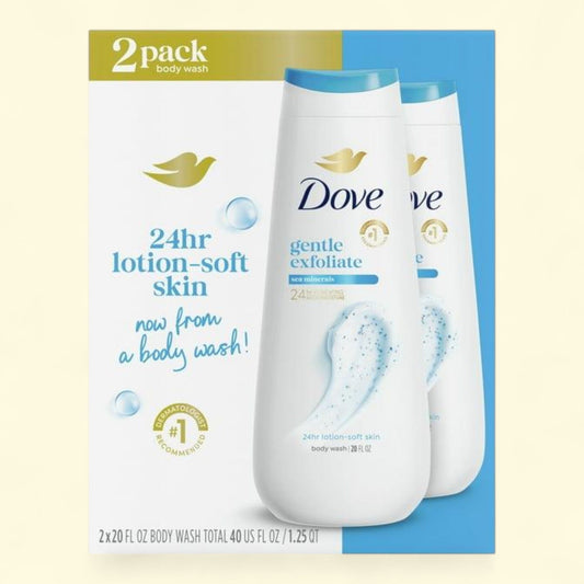 Dove Body Wash, Gentle Exfoliating with Sea Minerals, 20 oz 2 Count