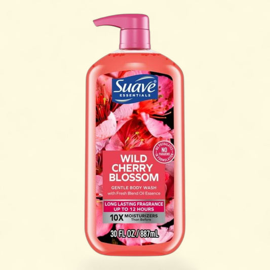 Suave Essentials Liquid Body Wash, Wild Cherry Blossom, 30 oz.