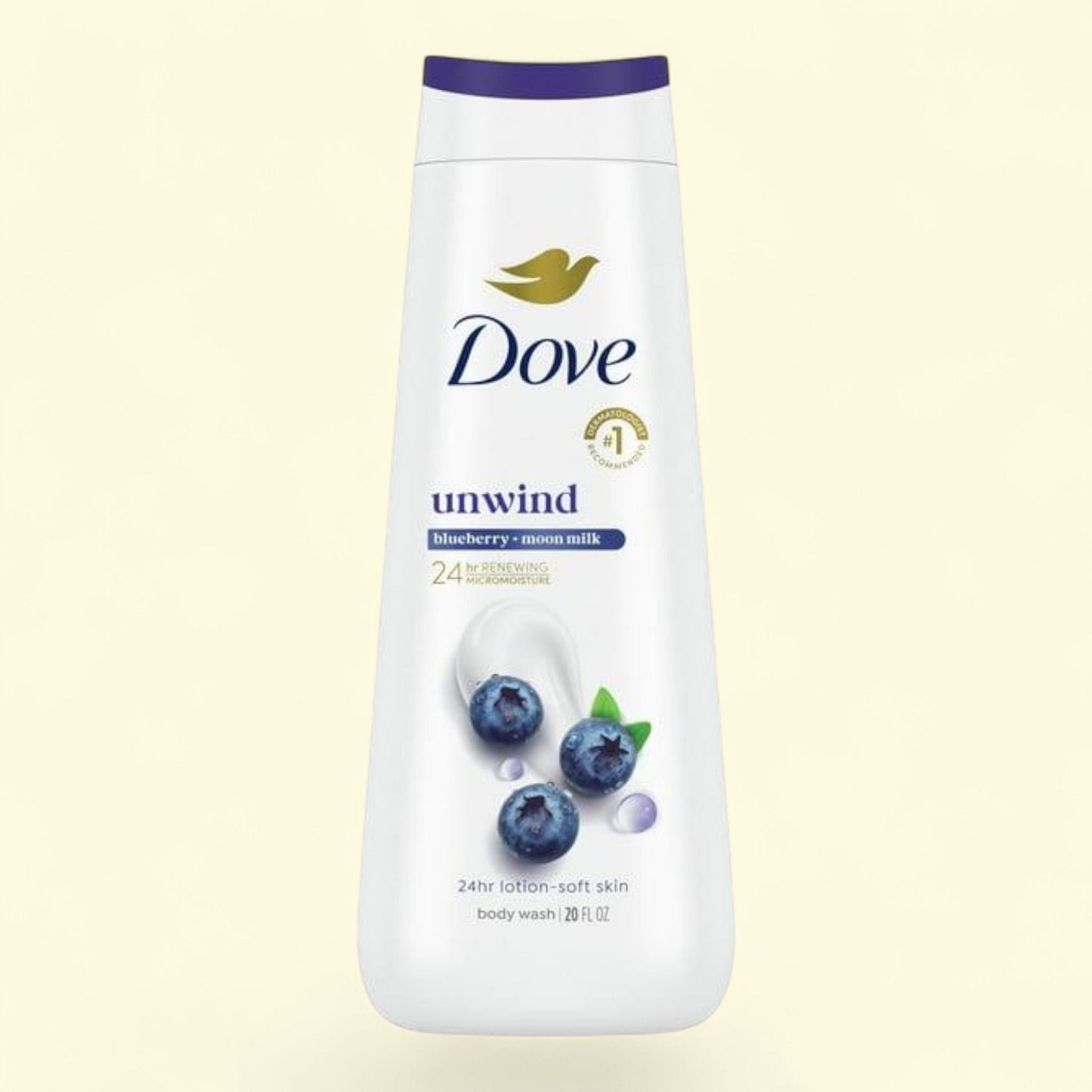 Dove Body Wash, Moisturizing Unwind Blueberry & Moon Milk, 20 oz