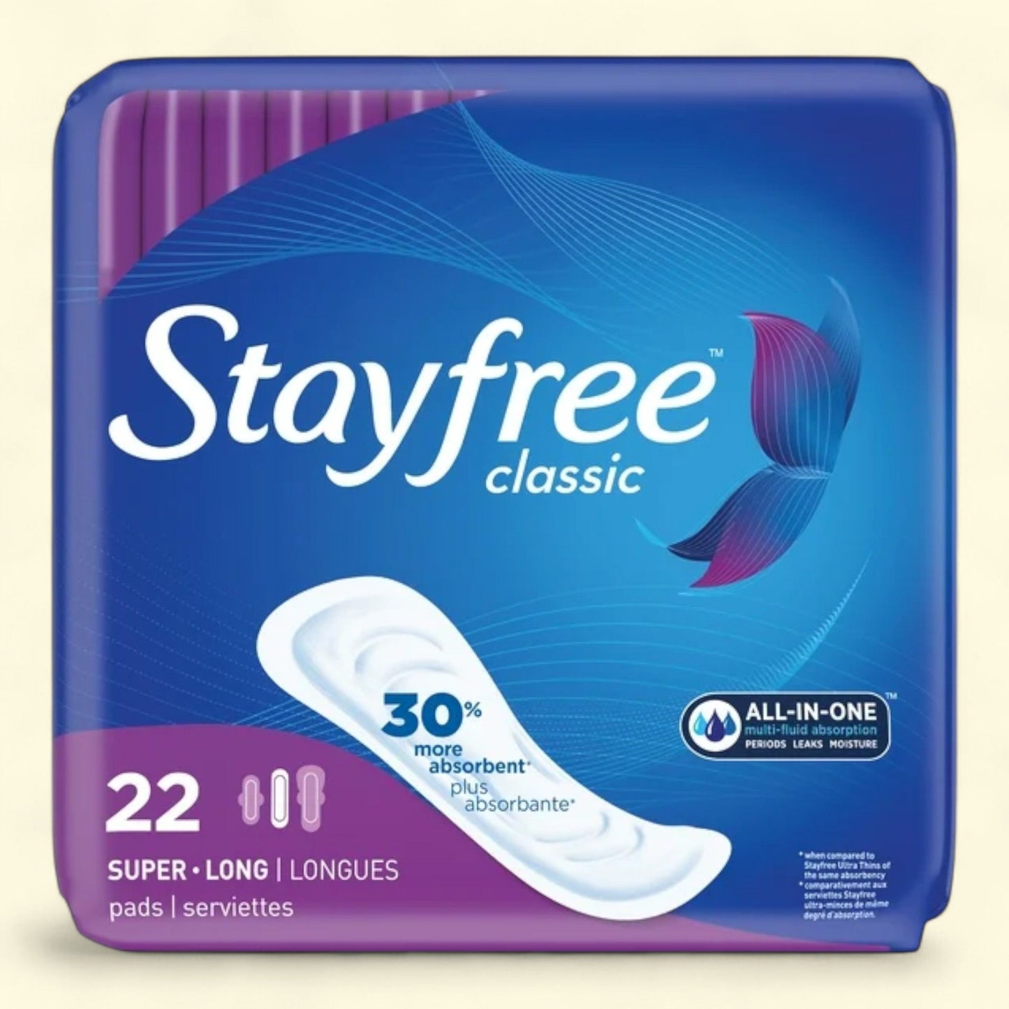 Stayfree Classic Pads Super Long, 22 Ct