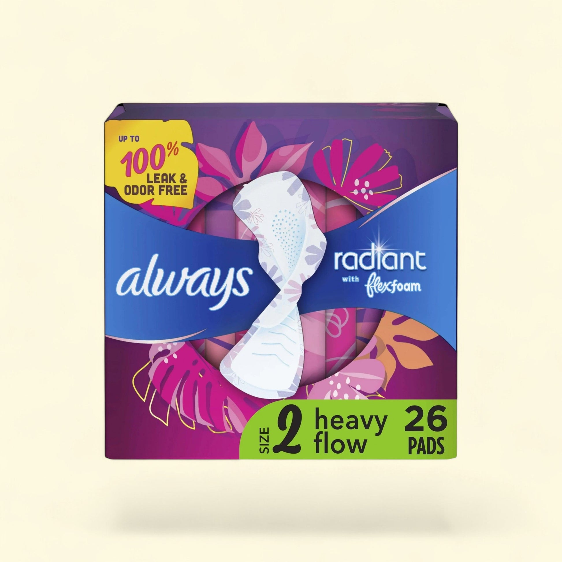 Always Radiant Feminine Pads, Size 2, 26 CT — authentic US product shipped worldwide by Treatspree