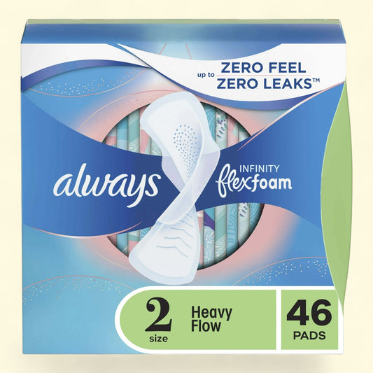 Always Infinity Feminine Pads, Size 2 Heavy, 46 Count