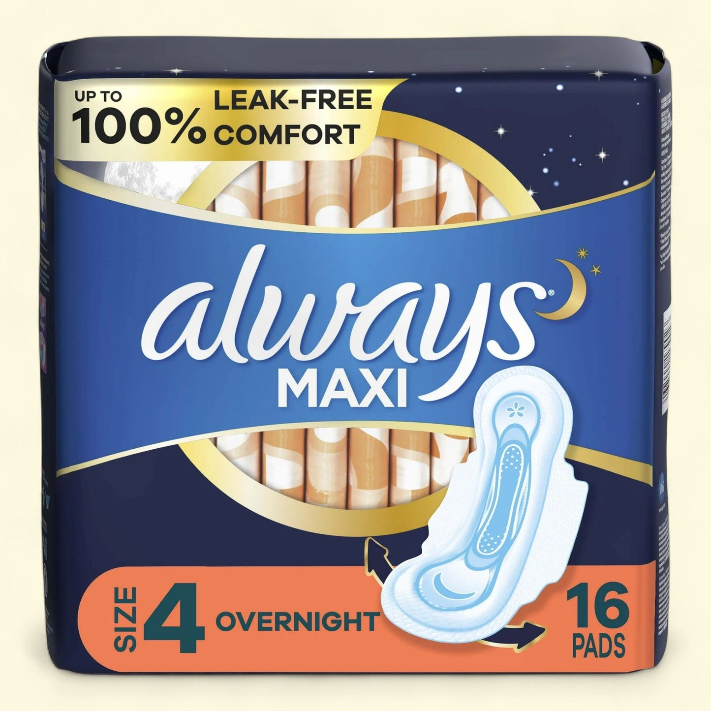 Always Maxi Overnight Pads, Size 4, 16 CT