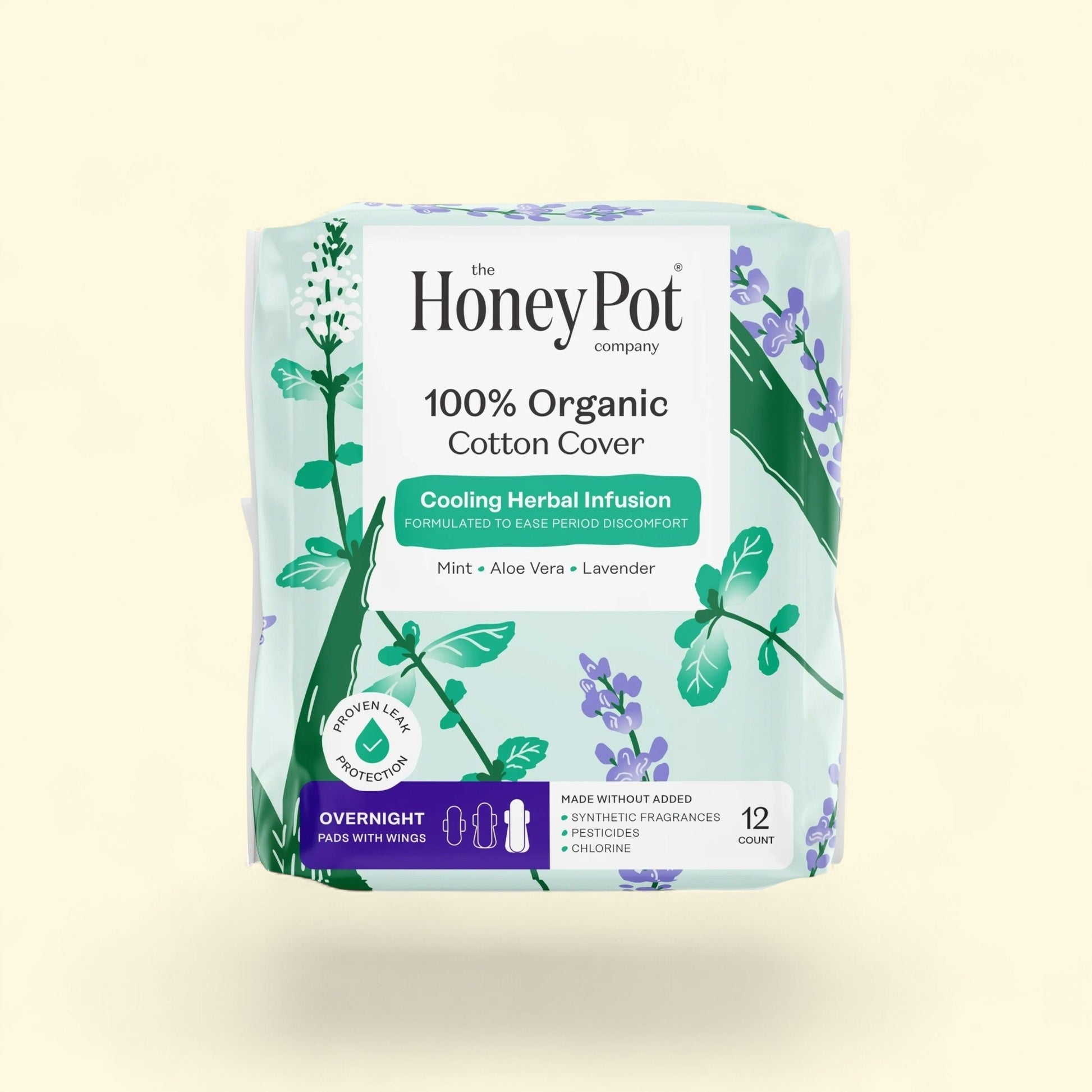 Honey Pot Cooling Herbal Infusion Overnight Pads, 12 Count — authentic US product shipped worldwide by Treatspree