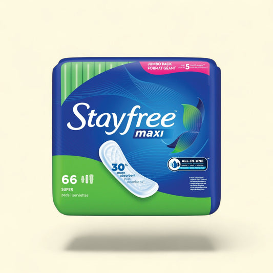 Stayfree Maxi Pads, Super Absorbency, 66 Count — authentic US product shipped worldwide by Treatspree