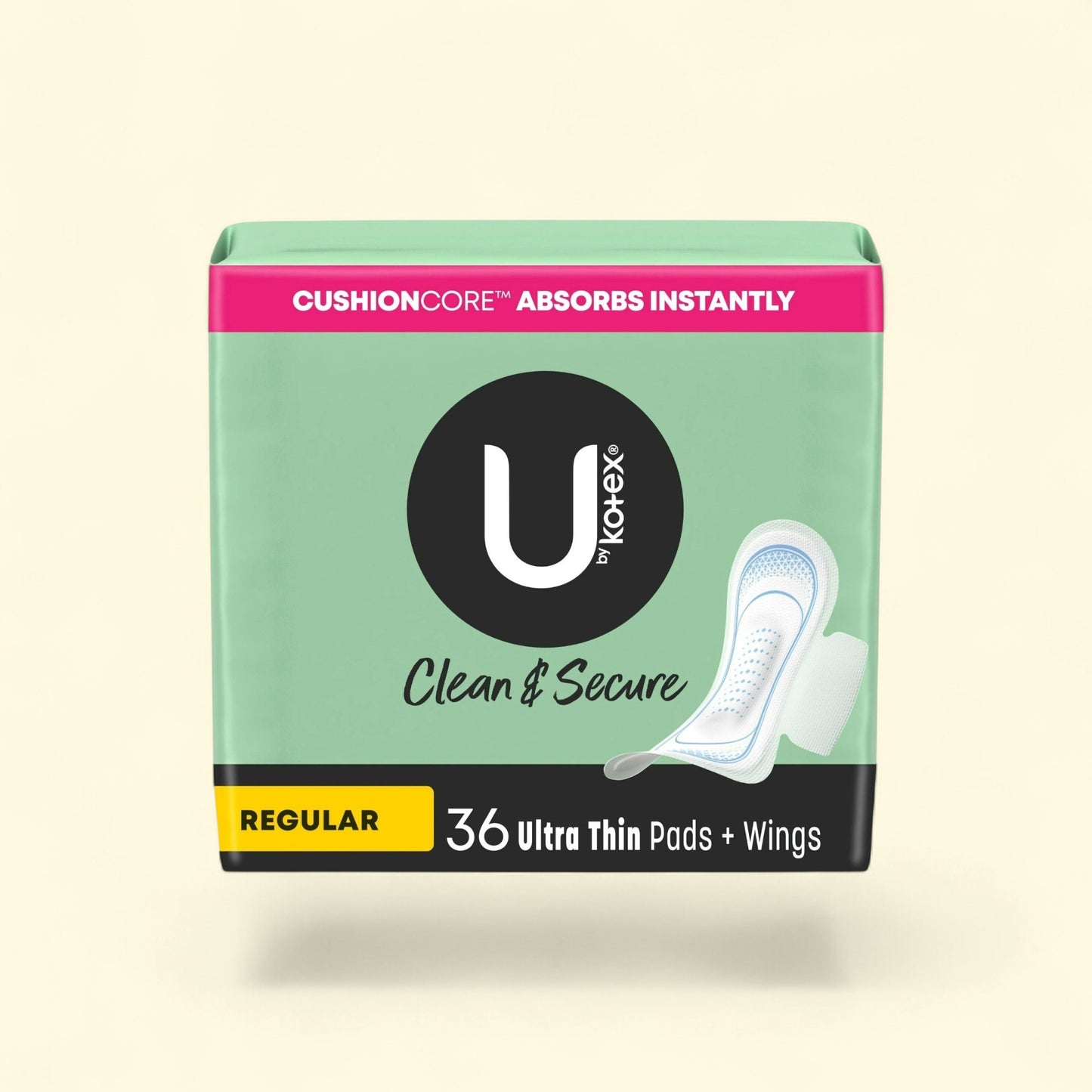 U by Kotex Ultra Thin Pads with Wings, Regular Absorbency, 36 Count — authentic US product shipped worldwide by Treatspree
