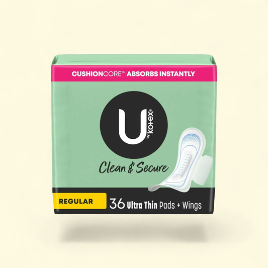 U by Kotex Ultra Thin Pads with Wings, Regular Absorbency, 36 Count — authentic US product shipped worldwide by Treatspree