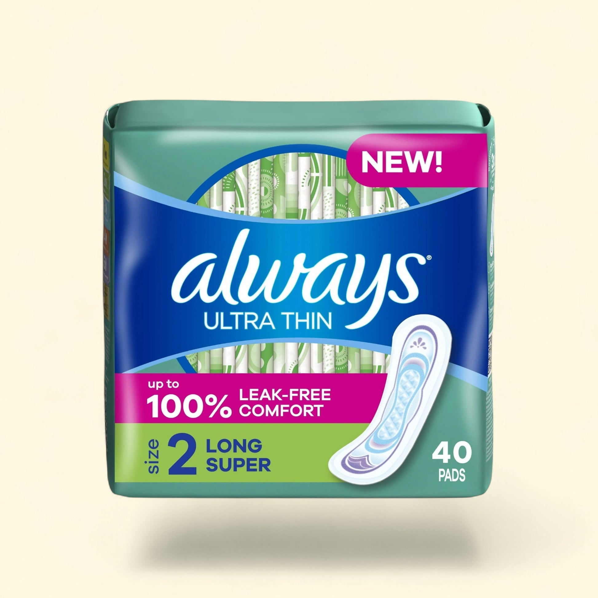 Always Ultra Thin Pads, Size 2, Long Super Absorbency, 40 CT — authentic US product shipped worldwide by Treatspree