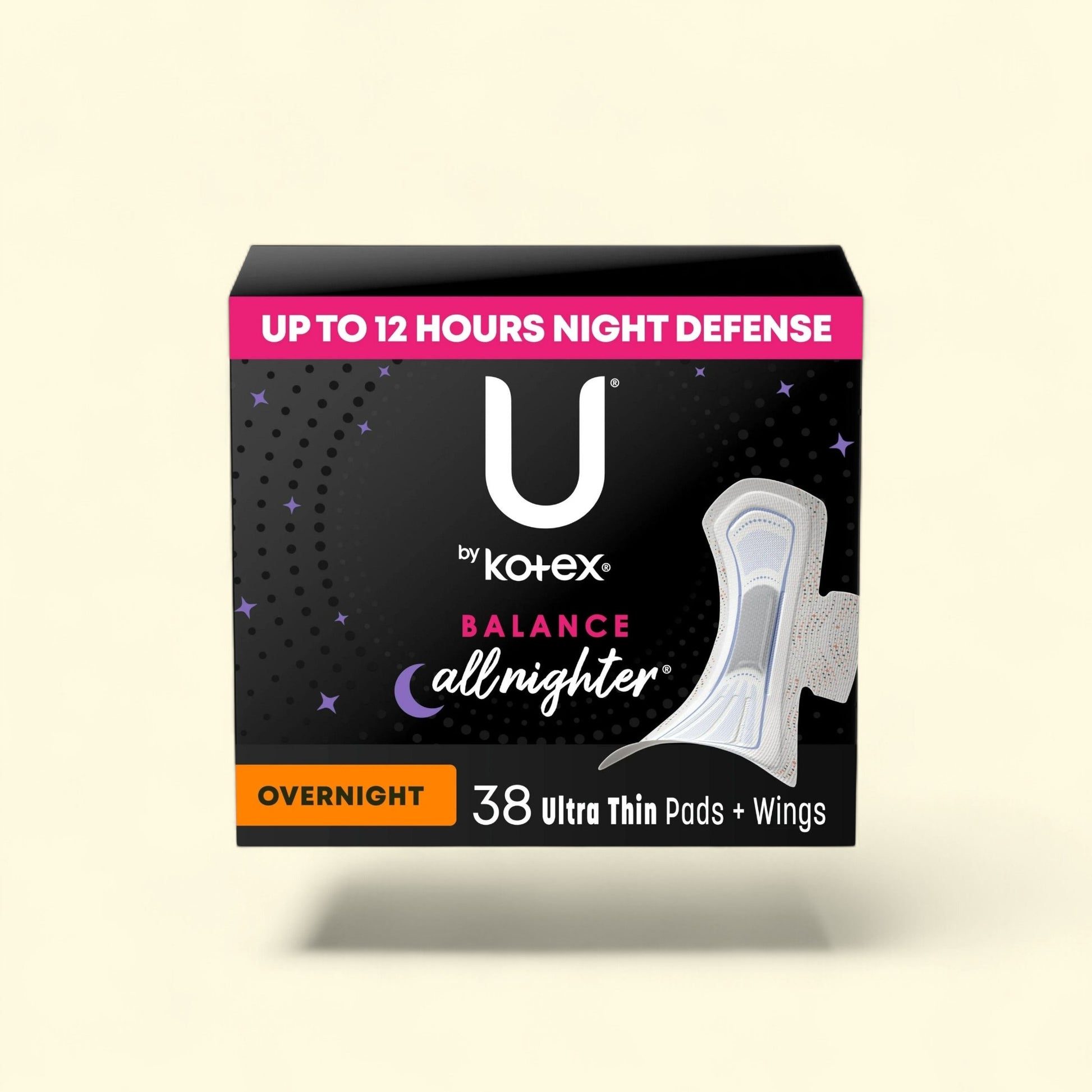 U by Kotex Balance Ultra Thin Overnight Pads with Wings, 38 Ct — authentic US product shipped worldwide by Treatspree