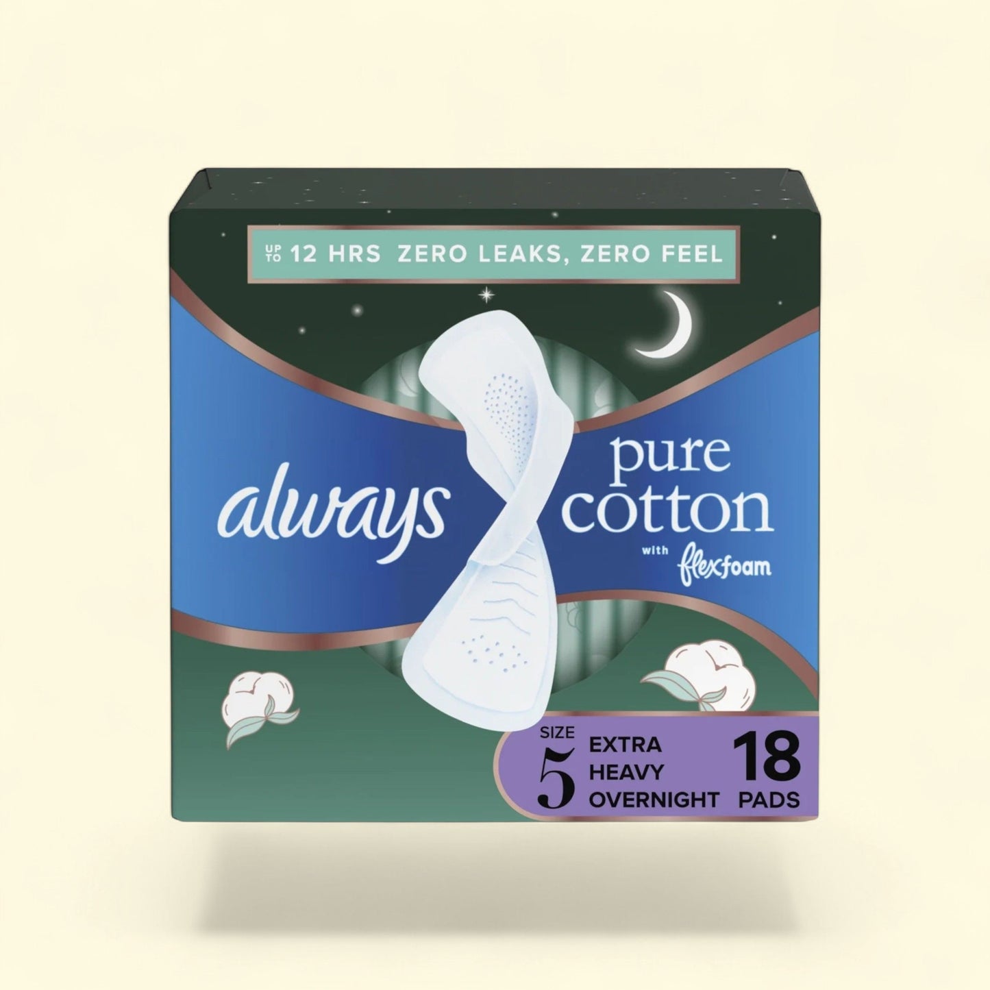 Always Pure Cotton Feminine Pads With Wings, Size 5, 18 Count — authentic US product shipped worldwide by Treatspree