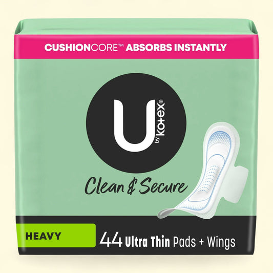 U by Kotex Ultra Thin Pads with Wings, Heavy Absorbency, 44 Count