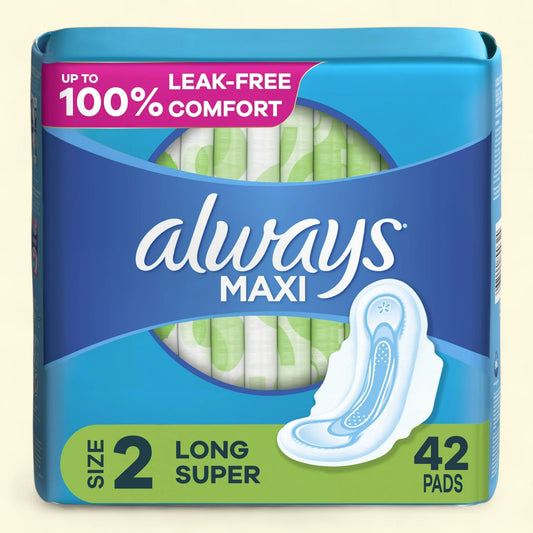 Always Maxi Pads, Size 2, Long Super Absorbency, 42 CT