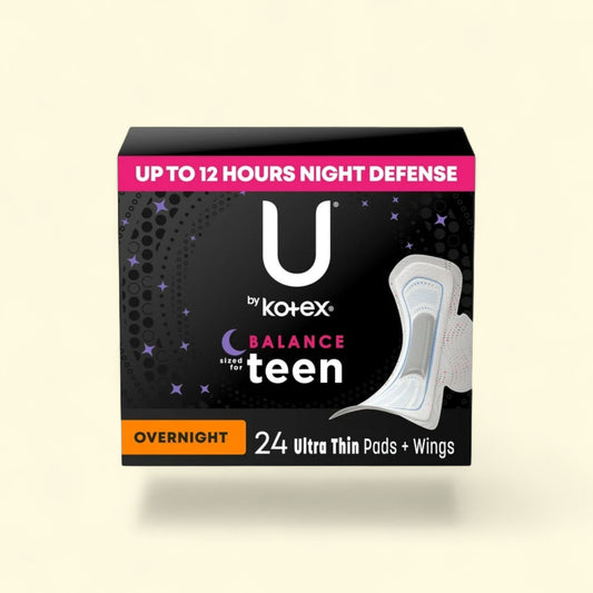 U by Kotex Balance Ultra Thin Overnight Pads with Wings, 24 Ct — authentic US product shipped worldwide by Treatspree