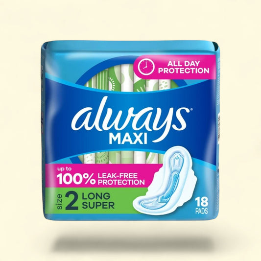 Always Maxi Daytime Pads, Size 2, Long, 18 Ct — authentic US product shipped worldwide by Treatspree