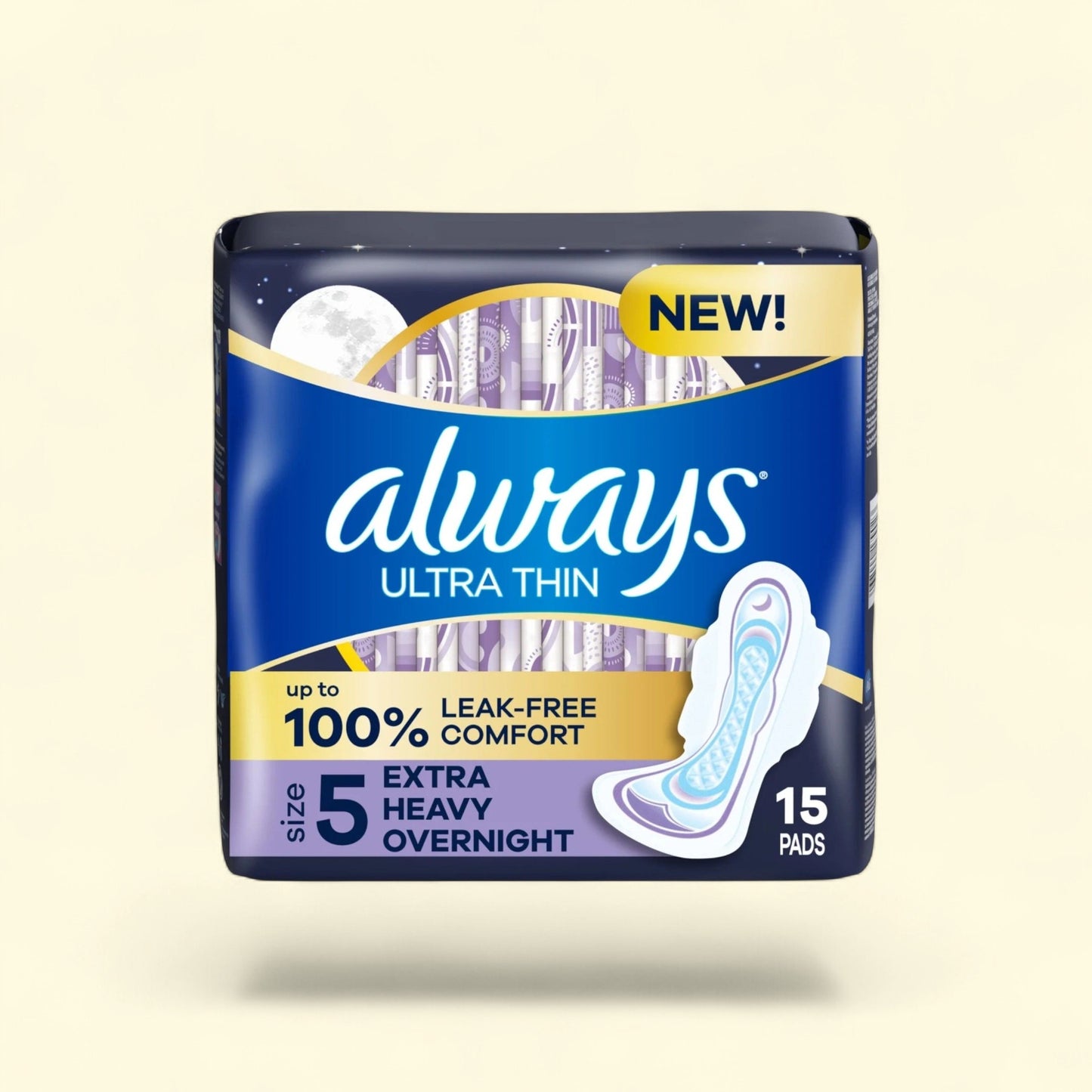 Always Ultra Thin Overnight Pads with Wings, Size 5, 15 CT — authentic US product shipped worldwide by Treatspree
