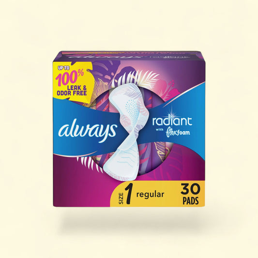 Always Radiant Feminine Pads with Wings, Size 1, Regular Absorbency... — authentic US product shipped worldwide by Treatspree