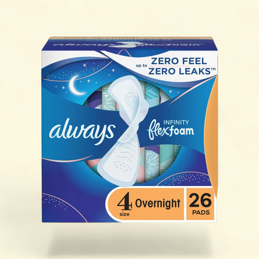 Always Infinity Feminine Pads, Size 4, Overnight Absorbency, 26 Count — authentic US product shipped worldwide by Treatspree