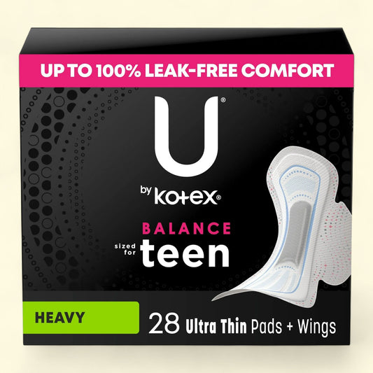 U by Kotex Balance Ultra Thin Pads with Wings, Heavy Absorbency, 28 Count