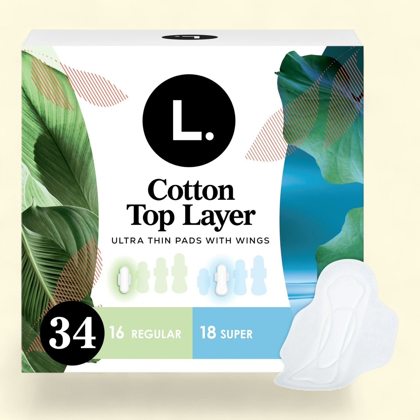 L. Ultra Thin Pads, Regular + Super Duo Pack, 34 CT