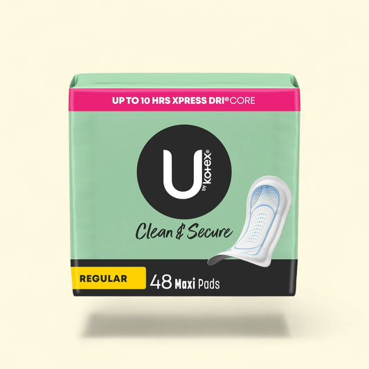 U by Kotex Maxi Pads, Regular Absorbency, 48 Count — authentic US product shipped worldwide by Treatspree