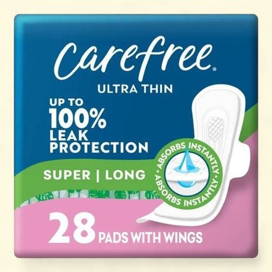 Carefree Ultra Thin Pads, Super Long, 28 Count