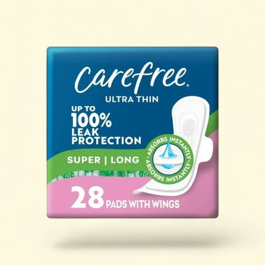 Carefree Ultra Thin Pads, Super Long, 28 Count — authentic US product shipped worldwide by Treatspree