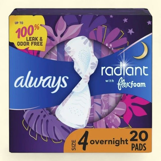 Always Radiant Feminine Pads, Size 4, 20 Count