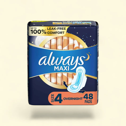Always Maxi Overnight Pads with Wings, Size 4, 48 Ct — authentic US product shipped worldwide by Treatspree