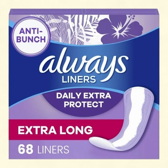 Always Daily Liners Xtra Long Length, 68 Ct