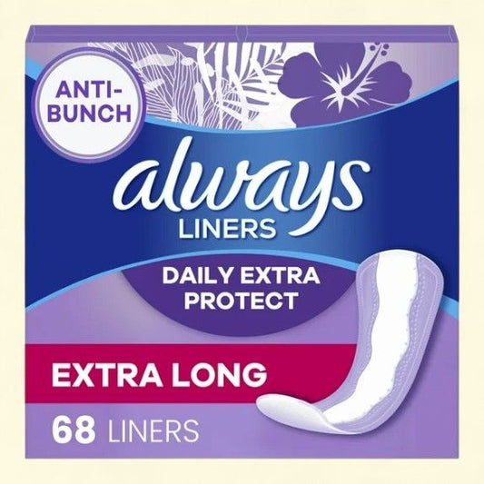 Always Daily Liners Xtra Long Length, 68 Ct