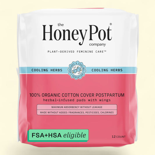 Honey Pot Cooling Herbal Infusion Postpartum Pads, 12 Count