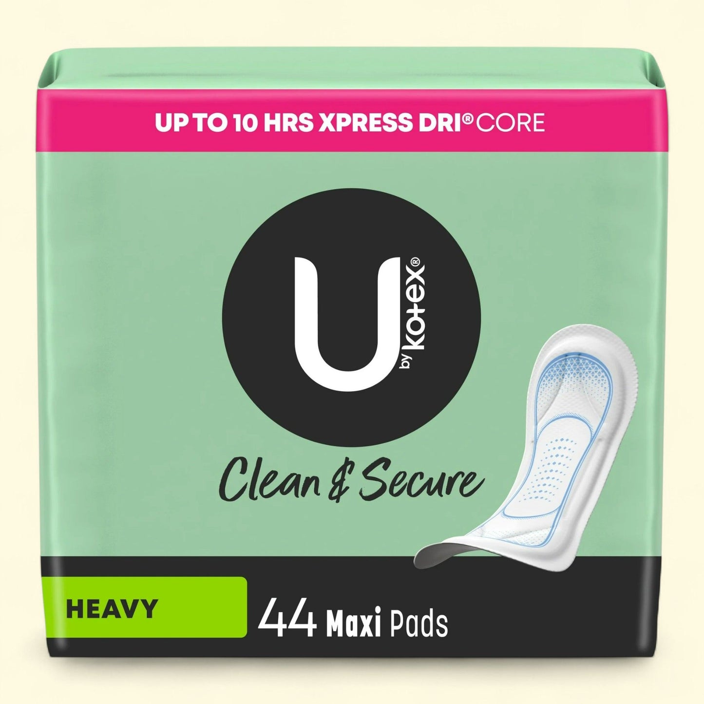 U by Kotex Maxi Pads, Heavy Absorbency, 44 Count