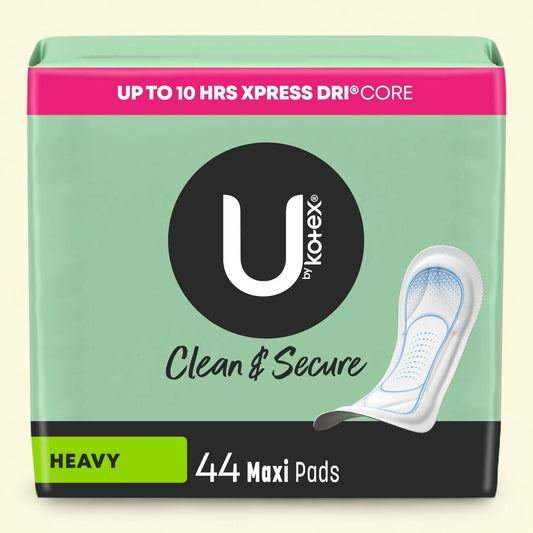 U by Kotex Maxi Pads, Heavy Absorbency, 44 Count