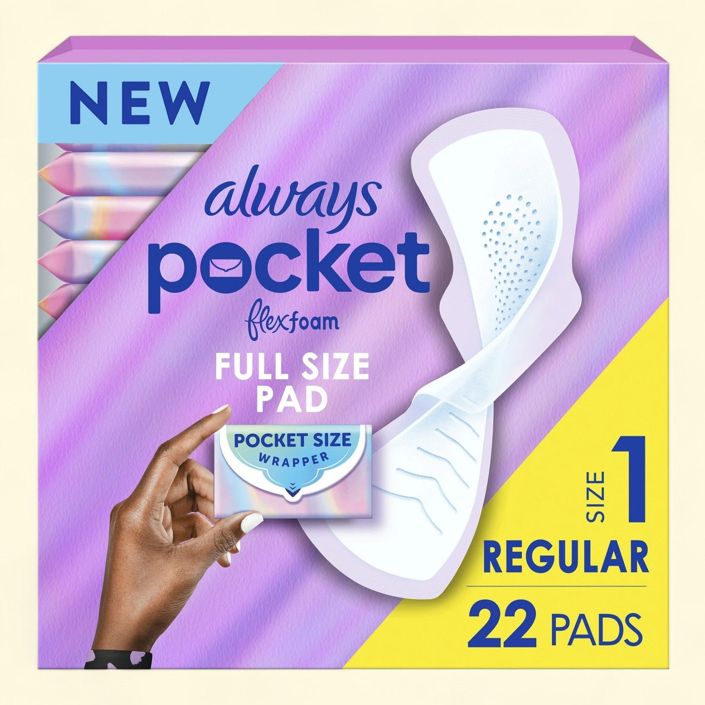 Always Feminine Pads, Size 1, Regular, with Wings, Unscented, 22 Count