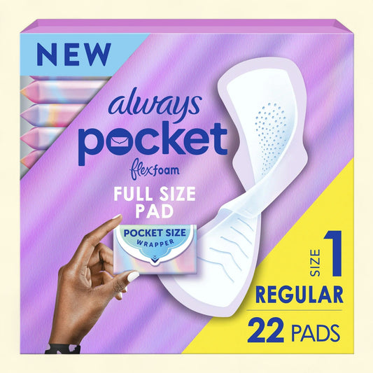 Always Feminine Pads, Size 1, Regular, with Wings, Unscented, 22 Count