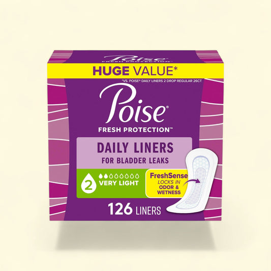 Poise Daily Incontinence Panty Liners, Regular, 126 Count — authentic US product shipped worldwide by Treatspree