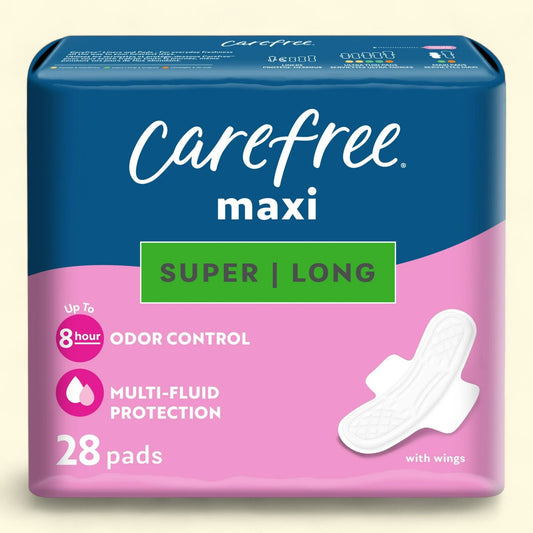 Carefree Maxi Pads, Long, Super Absorbency, 28 Count