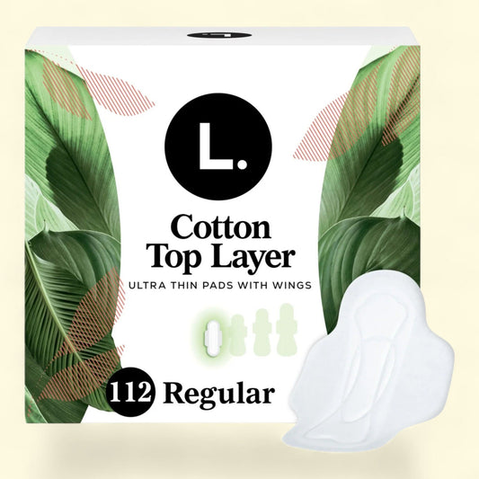 L. Ultra Thin Pads, Regular Absorbency, Organic Cotton Top Layer, Unscented with Wings, 112 CT
