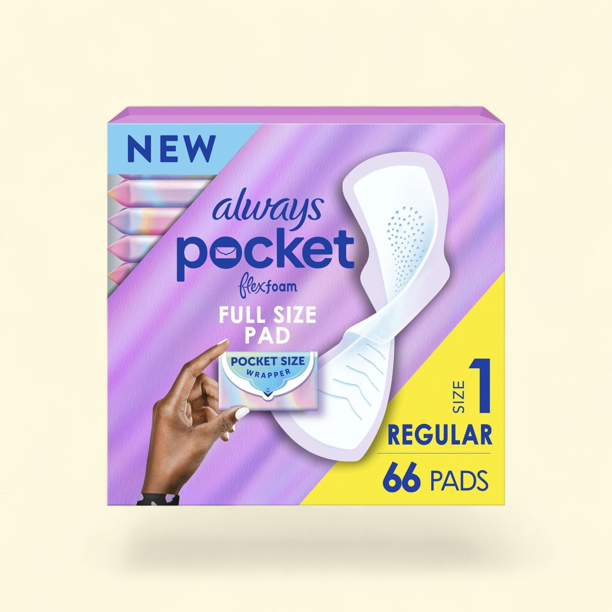 Always Pocket Feminine Pads with FlexFoam, Size 1, Regular, 66 Count — authentic US product shipped worldwide by Treatspree