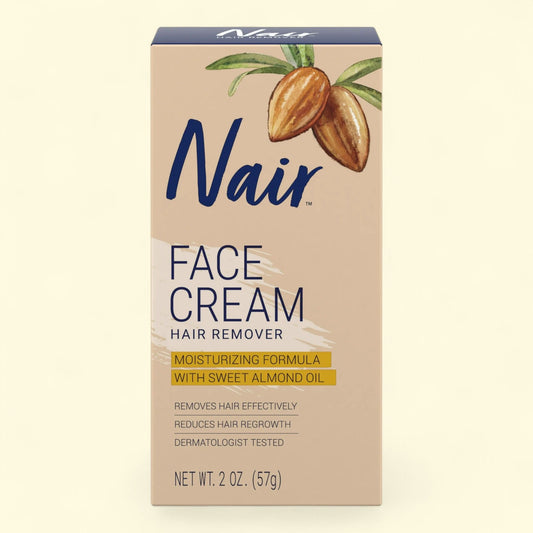 Nair Facial Hair Removal Cream, Sweet Almond Oil, 2 oz Bottle